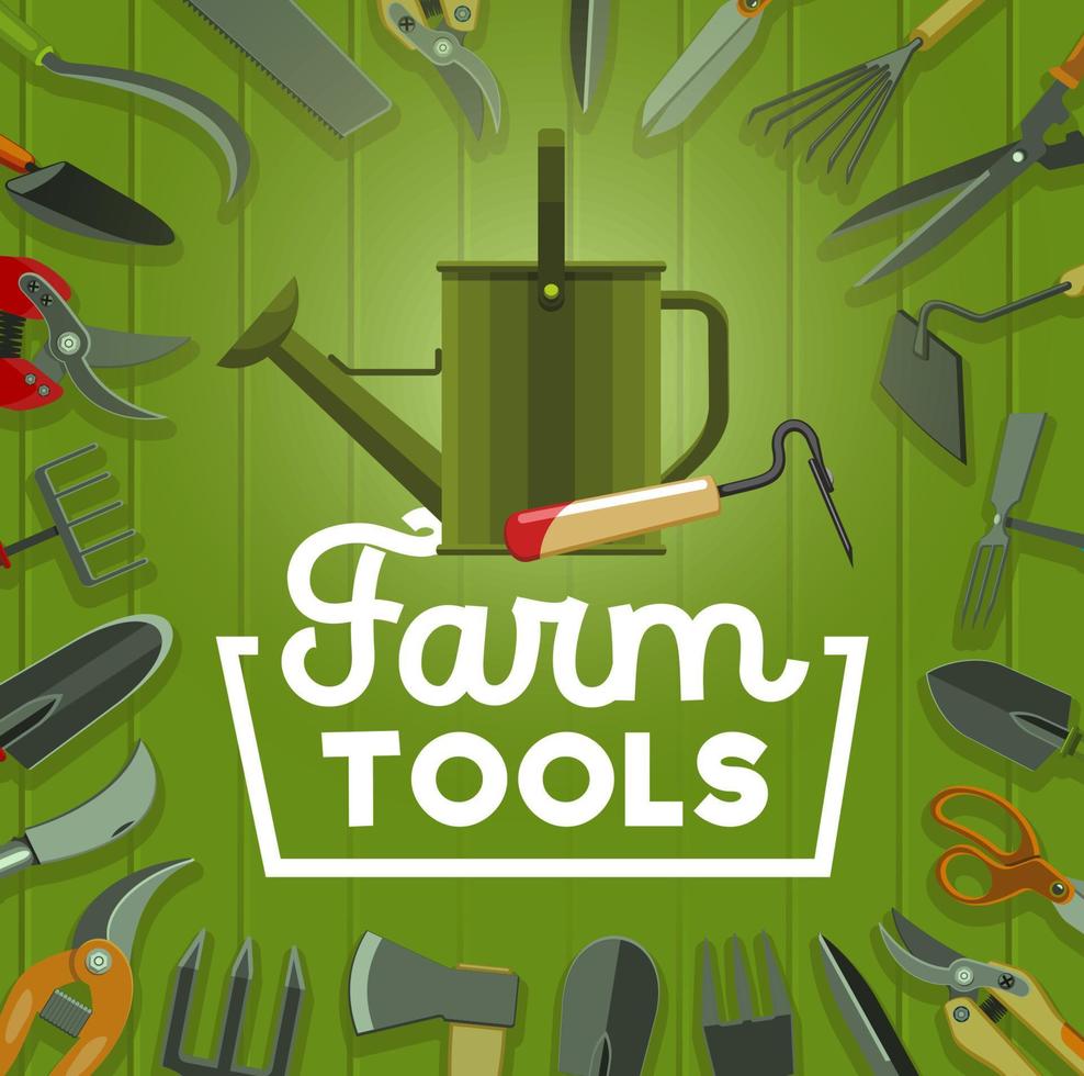 Farm tools and gardening equipment vector