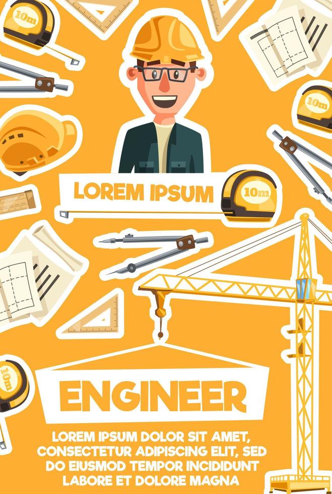 ingeniero de construcción, banner de profesión de arquitecto vector