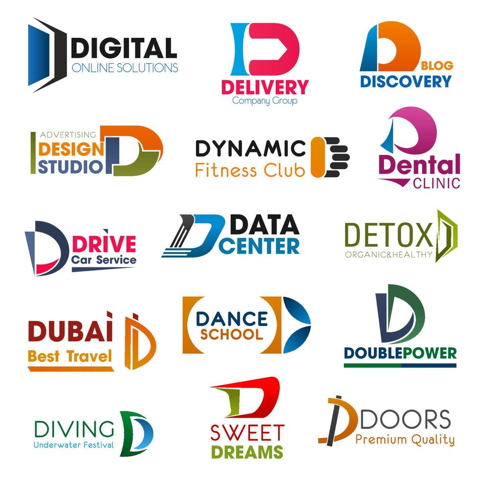 Letter D symbols vector identity elements