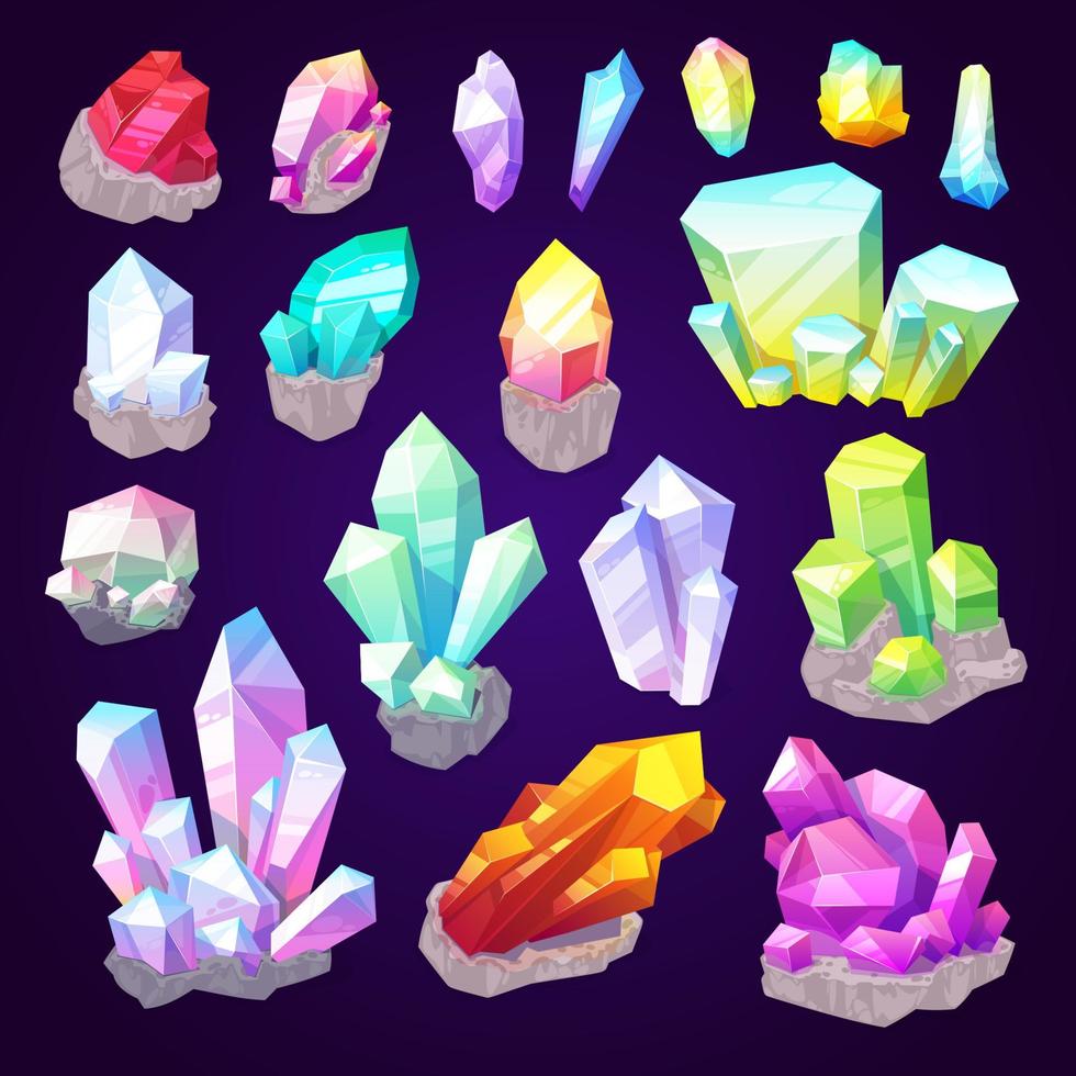 Gemstone crystals and jewel gem stones vector