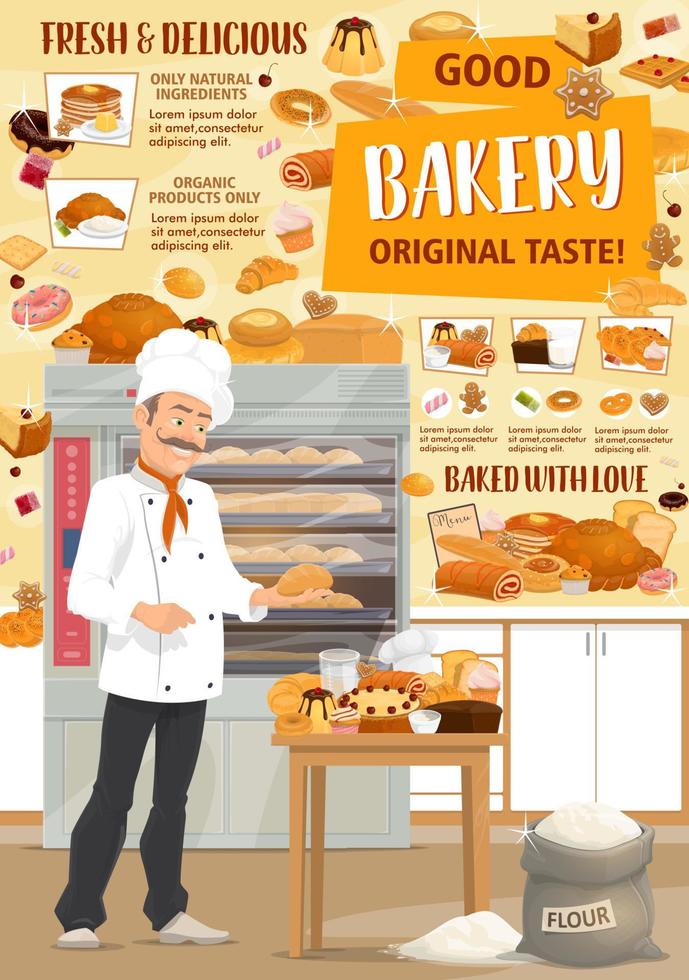 Bakery, pastry shop and confectionery, vector