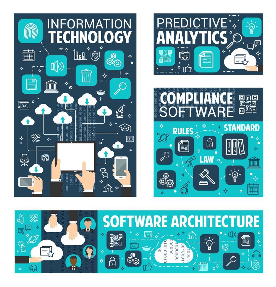Information data technology vector posters