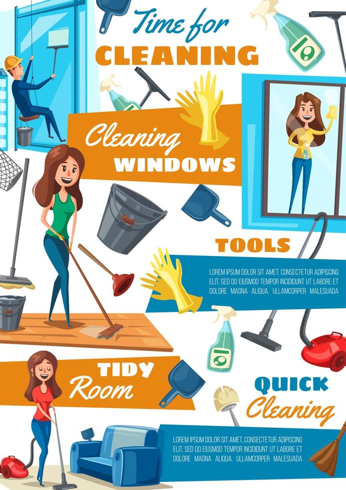 Washing windows and cleaning service, household vector