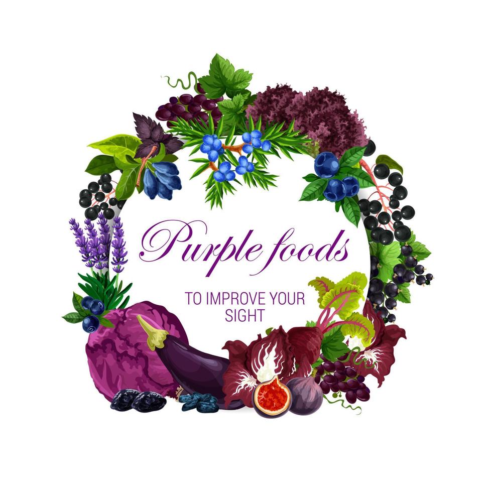 Color diet, purple food healthy nutrition veggies vector