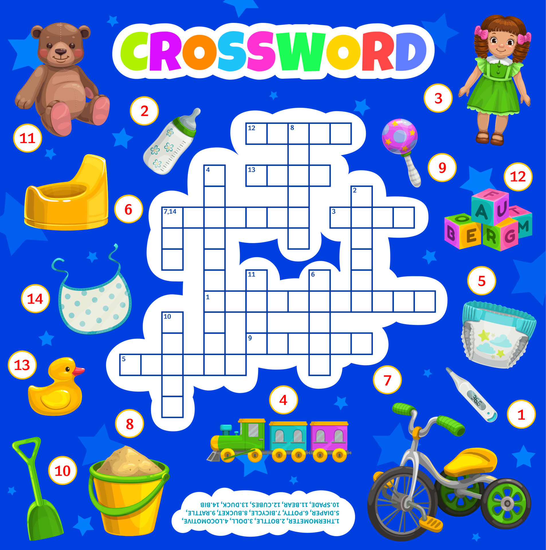 kids-toys-accessories-crossword-puzzle-worksheet-16137048-vector-art