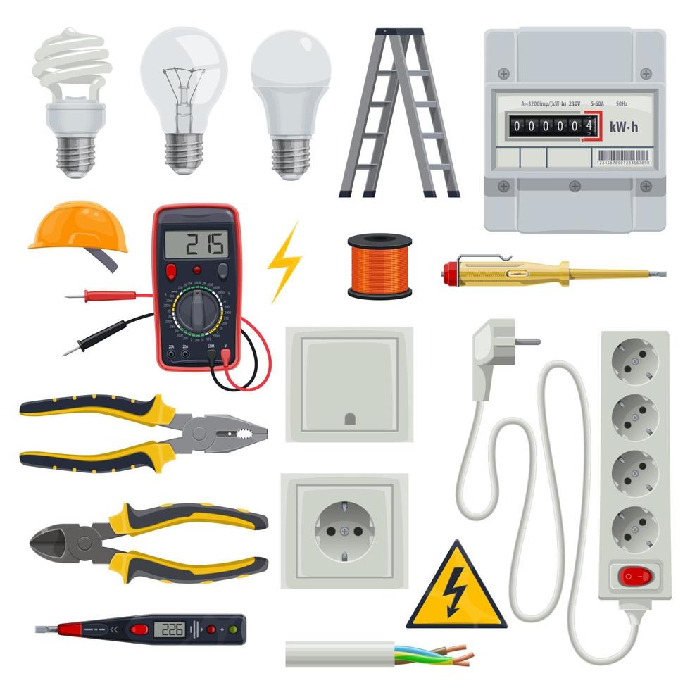 conjunto de vectores de herramientas de electricista