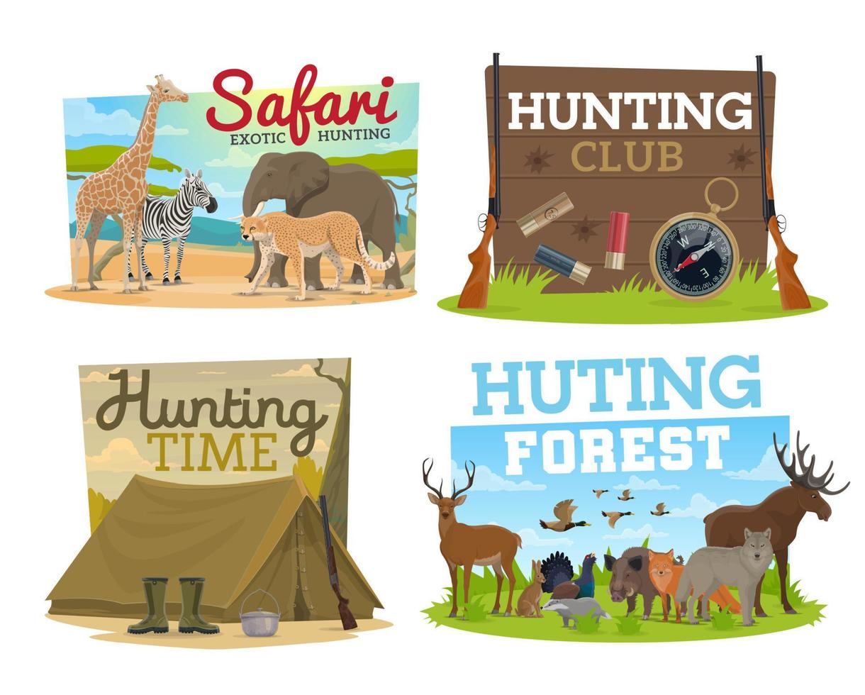 Hunting club and safari hunt adventure vector