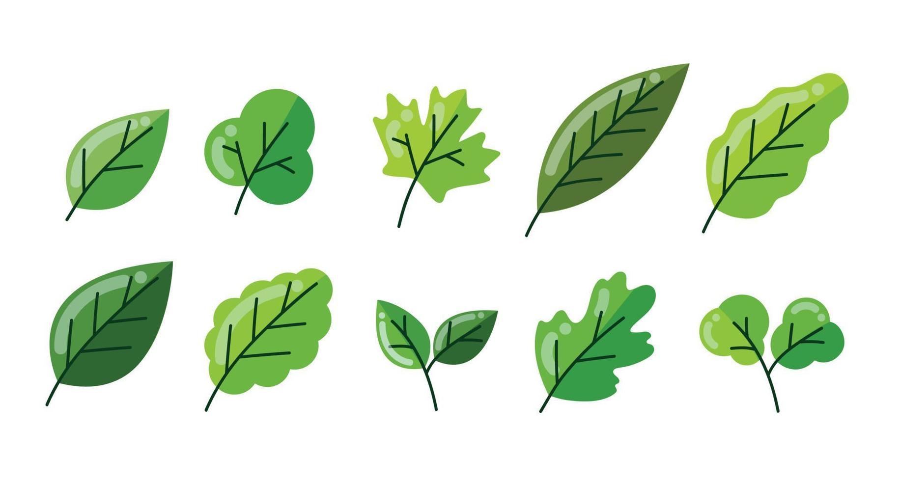 Ilustración de vector de elementos de hojas verdes simples