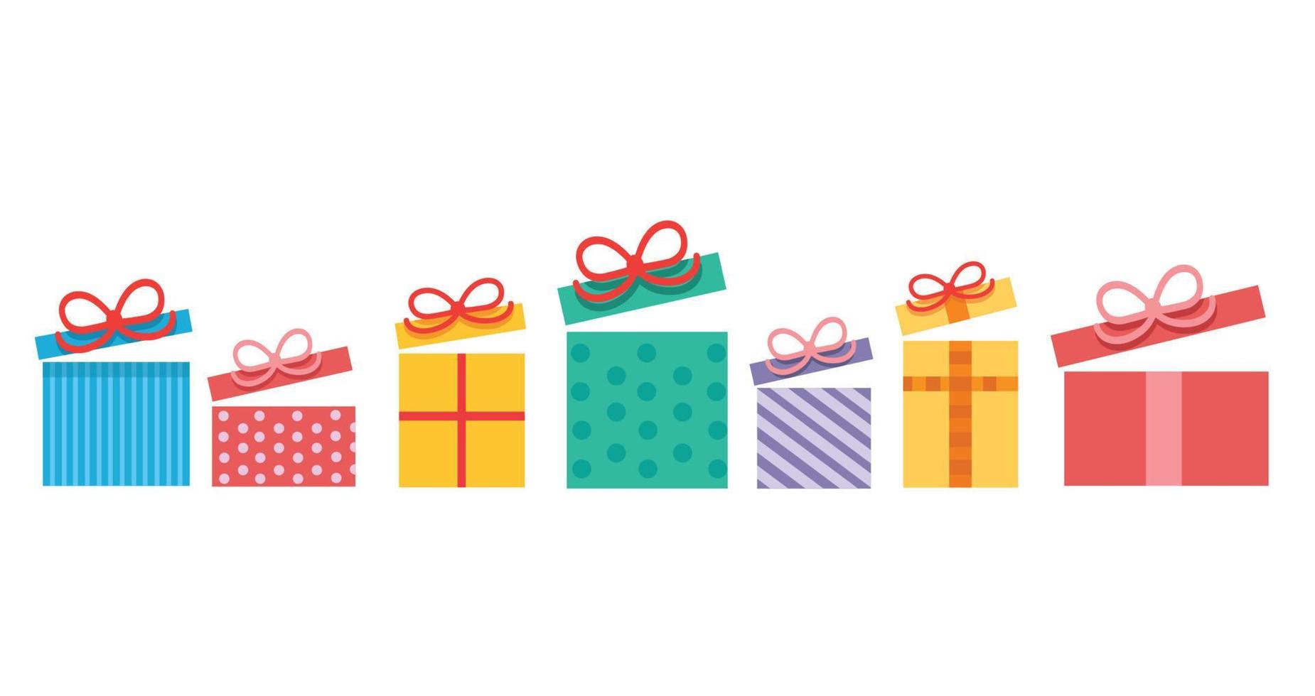 colorful open gift boxes with a bow illustration vector
