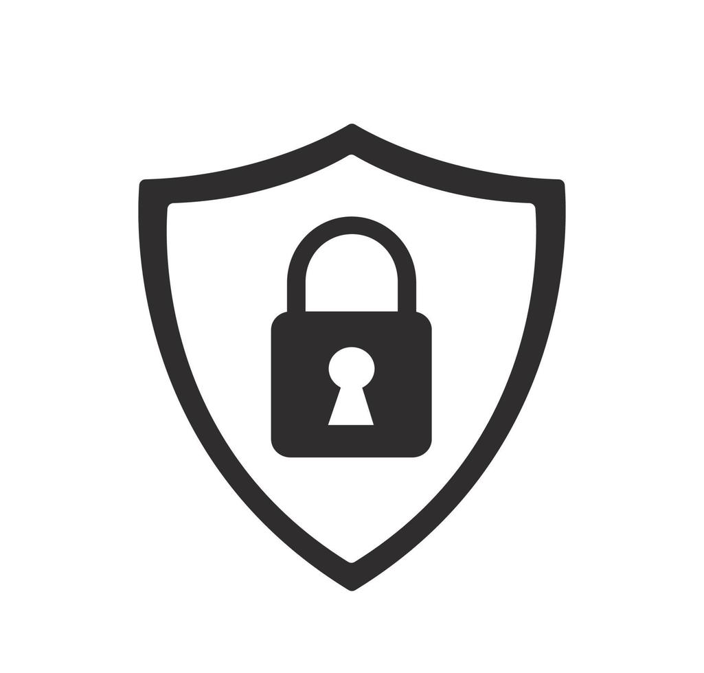 Shield guard and padlock. vector illustration