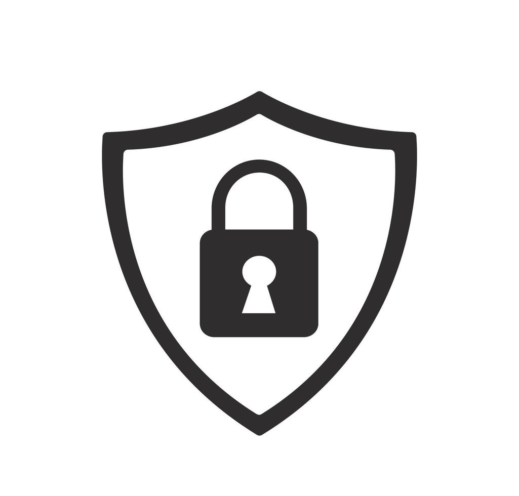 Shield guard and padlock. vector illustration