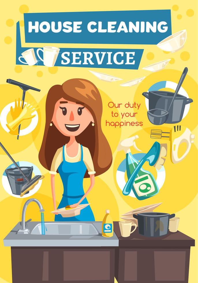 House and kitchen cleaning service, vector