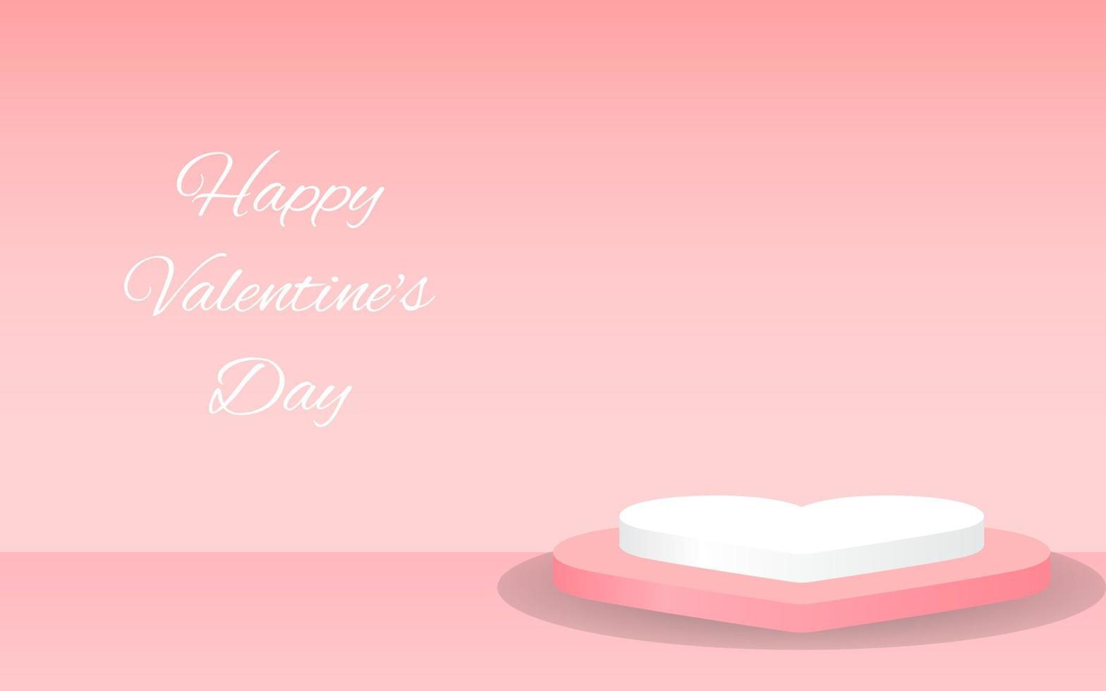 Realistic pink and white heart 3D cylinder pedestal podium. Happy Valentine's Day minimal scene for product display vector