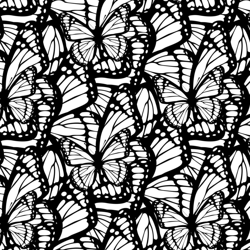 Vector seamless artistic hand-drawn butterfly wings pattern, spring summer mood, stylish bright print background, playful butterflies textures