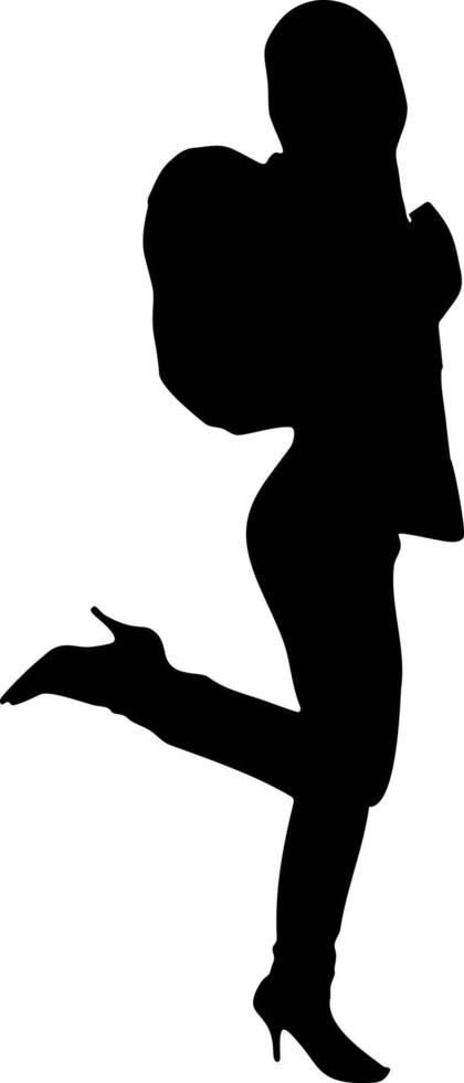 silhouette of a woman with a backpack vector