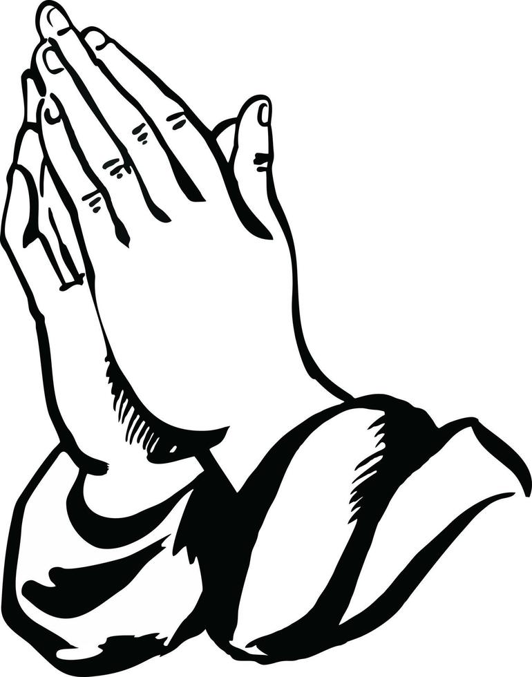 mano de oración en blanco y negro. símbolo de la religión. ilustración vectorial vector