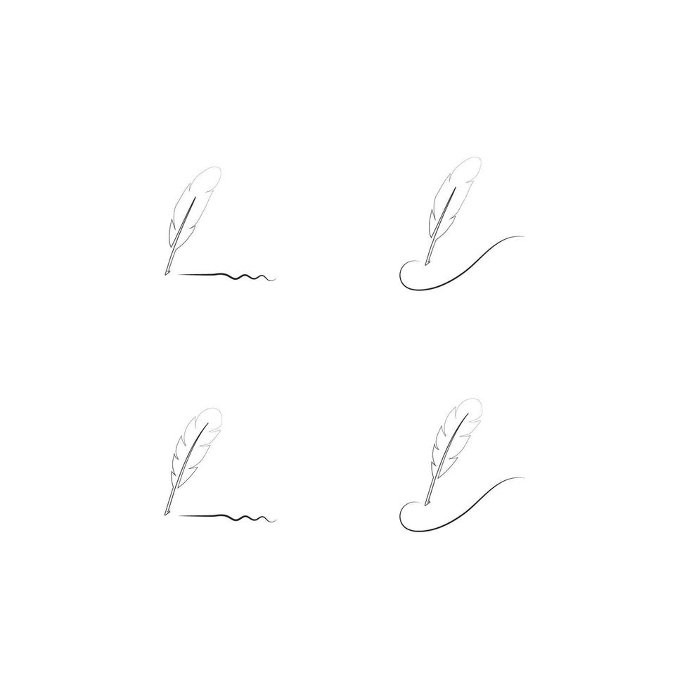 feather quill pen icon vector