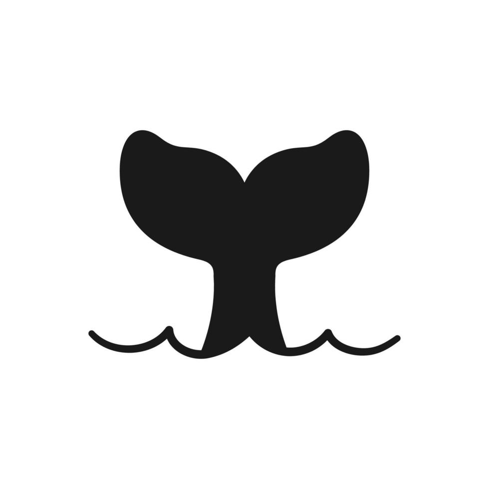 ballena asesina, icono simple de silueta de cola de delfín vector