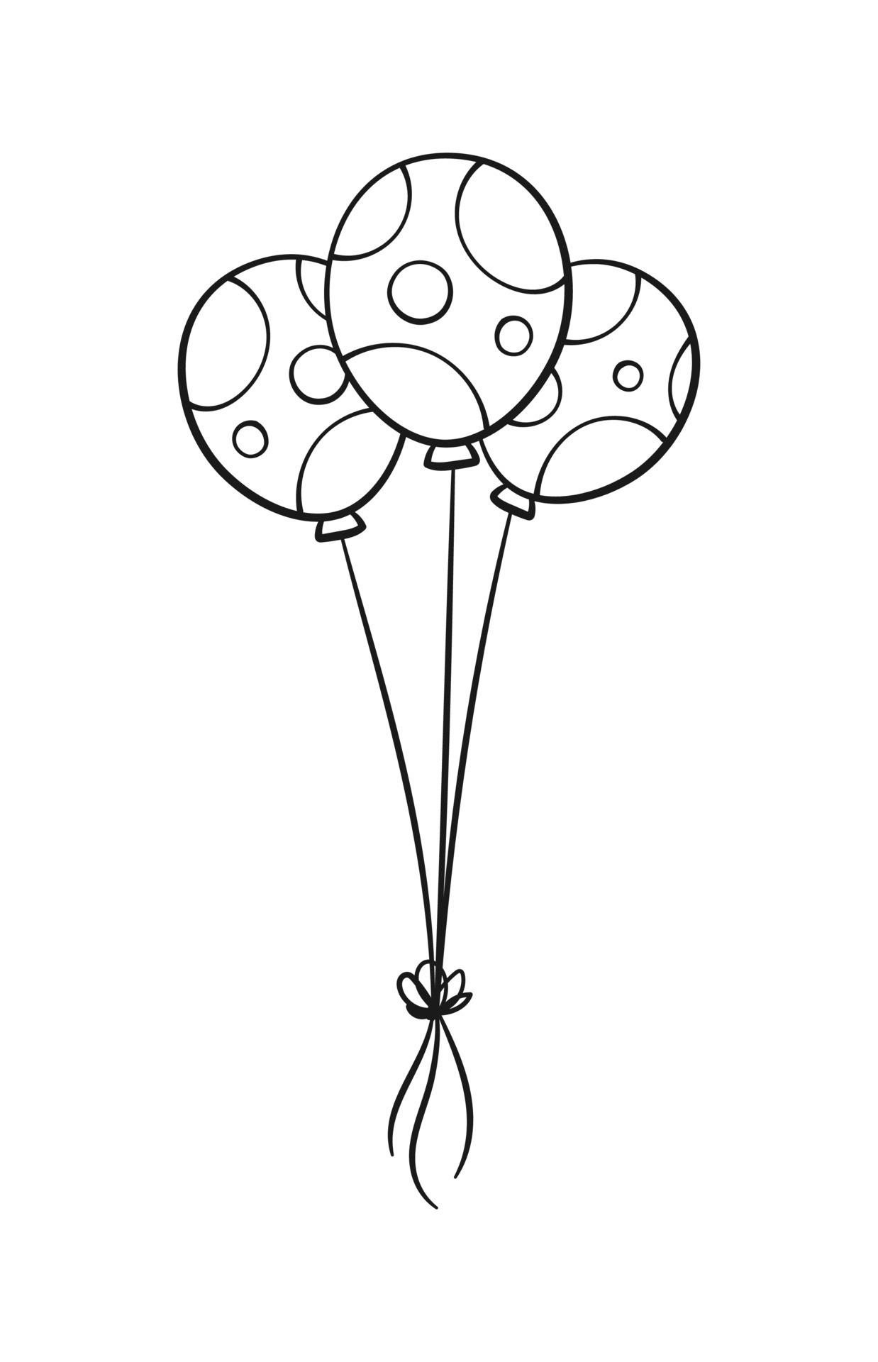 Bunch of polka dot balloons line art outline clipart set. Easy simple