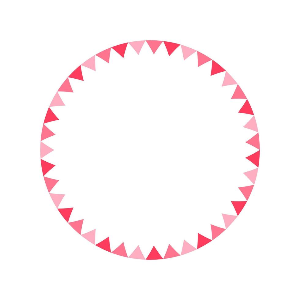 Round pastel frame with triangle pennant pattern design. Simple minimal Valentine's Day decorative element. vector