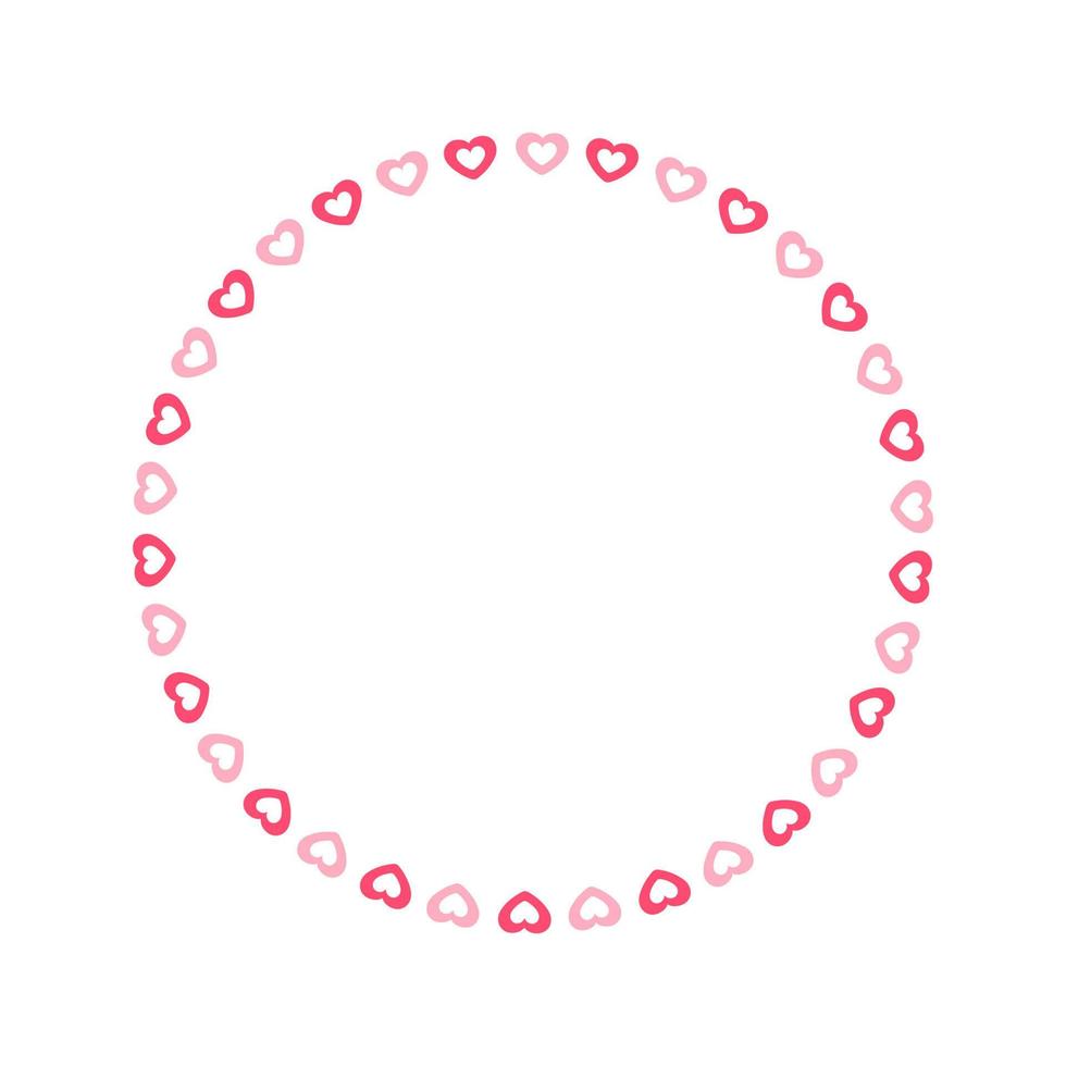 Round pastel frame with heart pattern design. Simple minimal Valentine's Day decorative element. vector