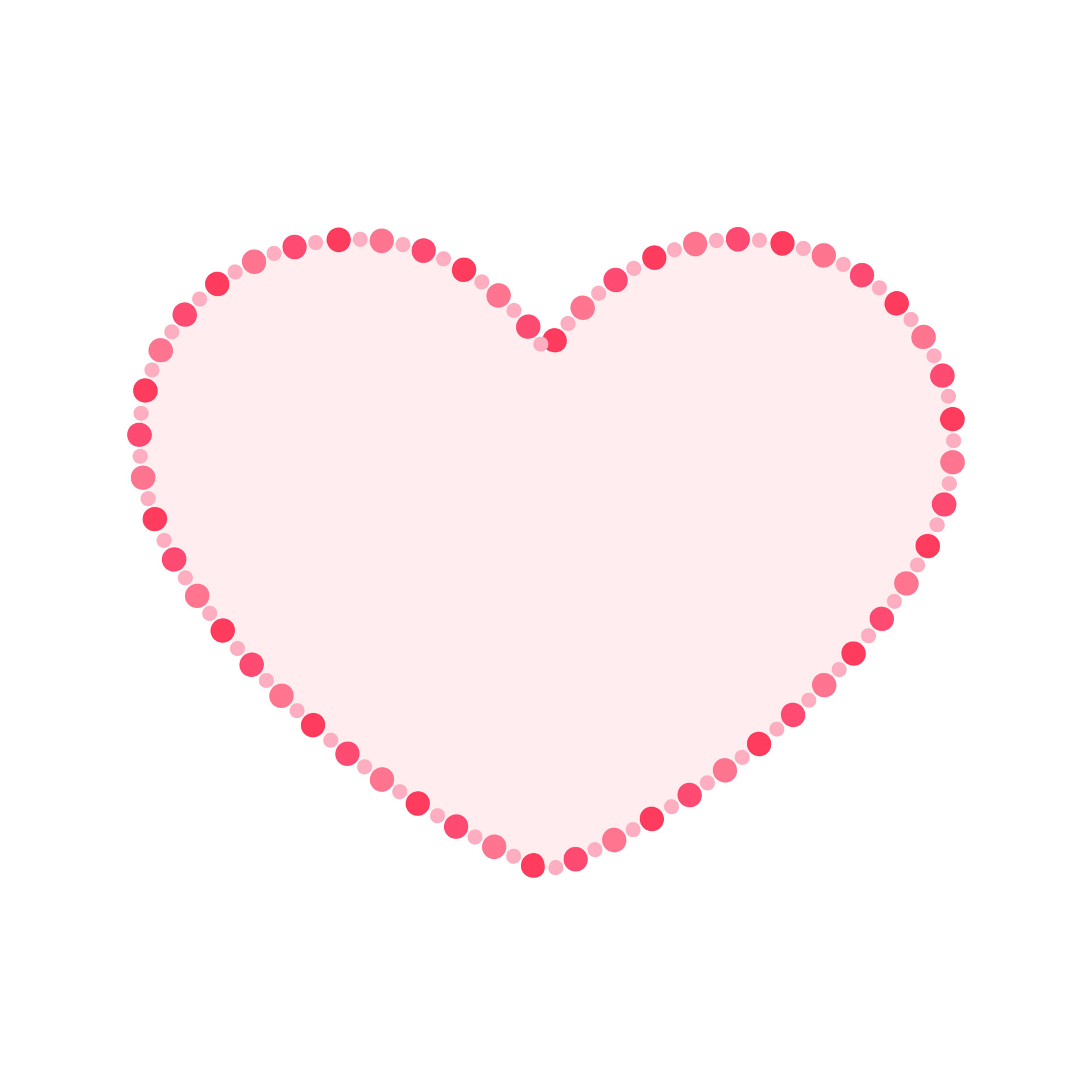 Heart shape frame with pink and red pastel polka dot pattern design. Simple minimal Valentine's