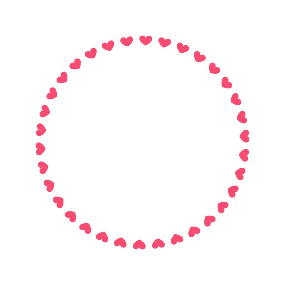 Round pastel frame with heart pattern design. Simple minimal Valentine's Day decorative element. vector