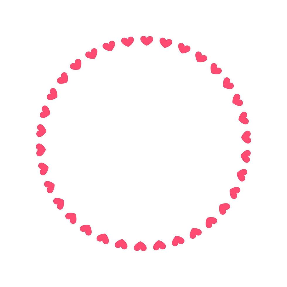 Round pastel frame with heart pattern design. Simple minimal Valentine's Day decorative element. vector