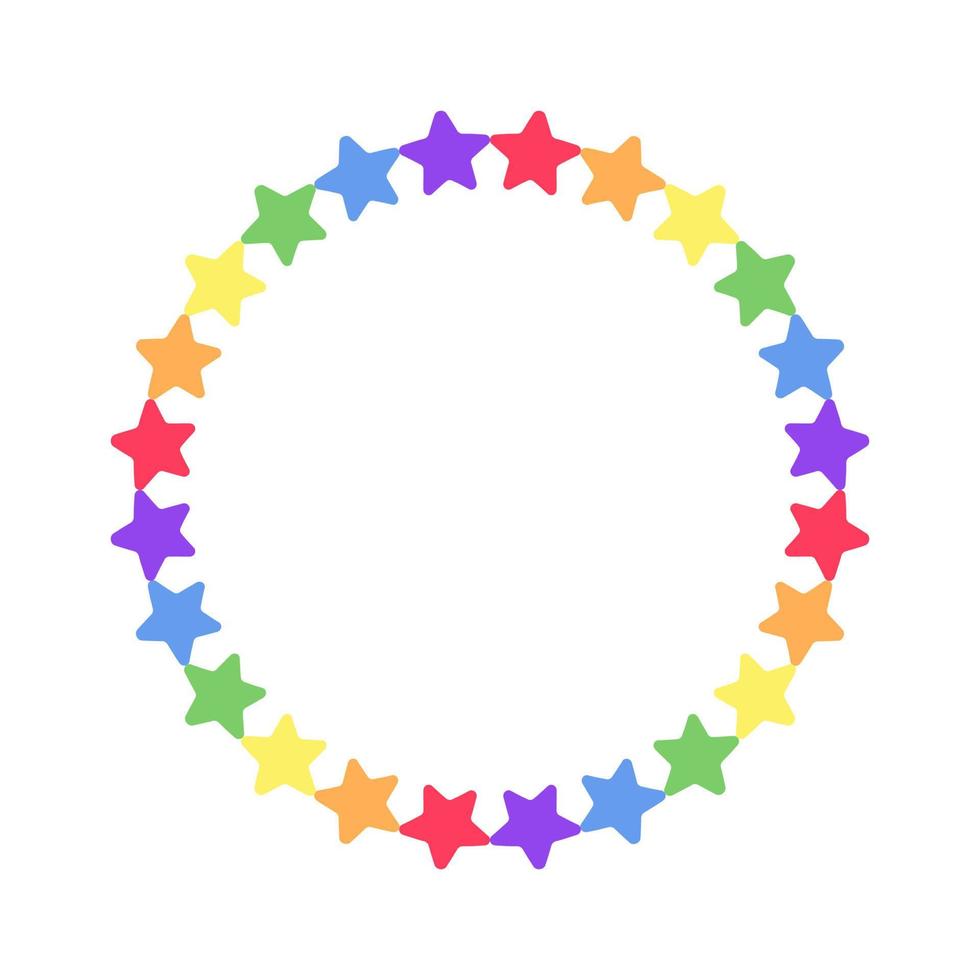Rainbow colored stars frame. Simple minimal border template. vector