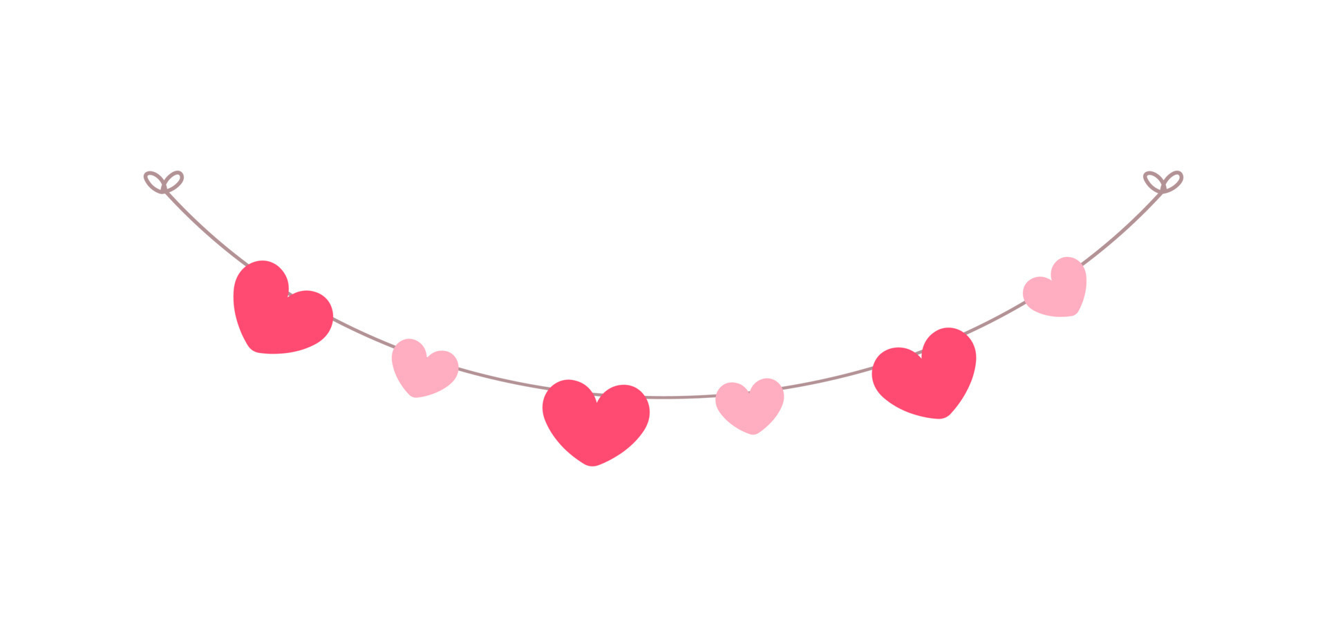 Valentine’s Day pastel red hearts banner bunting vector illustration