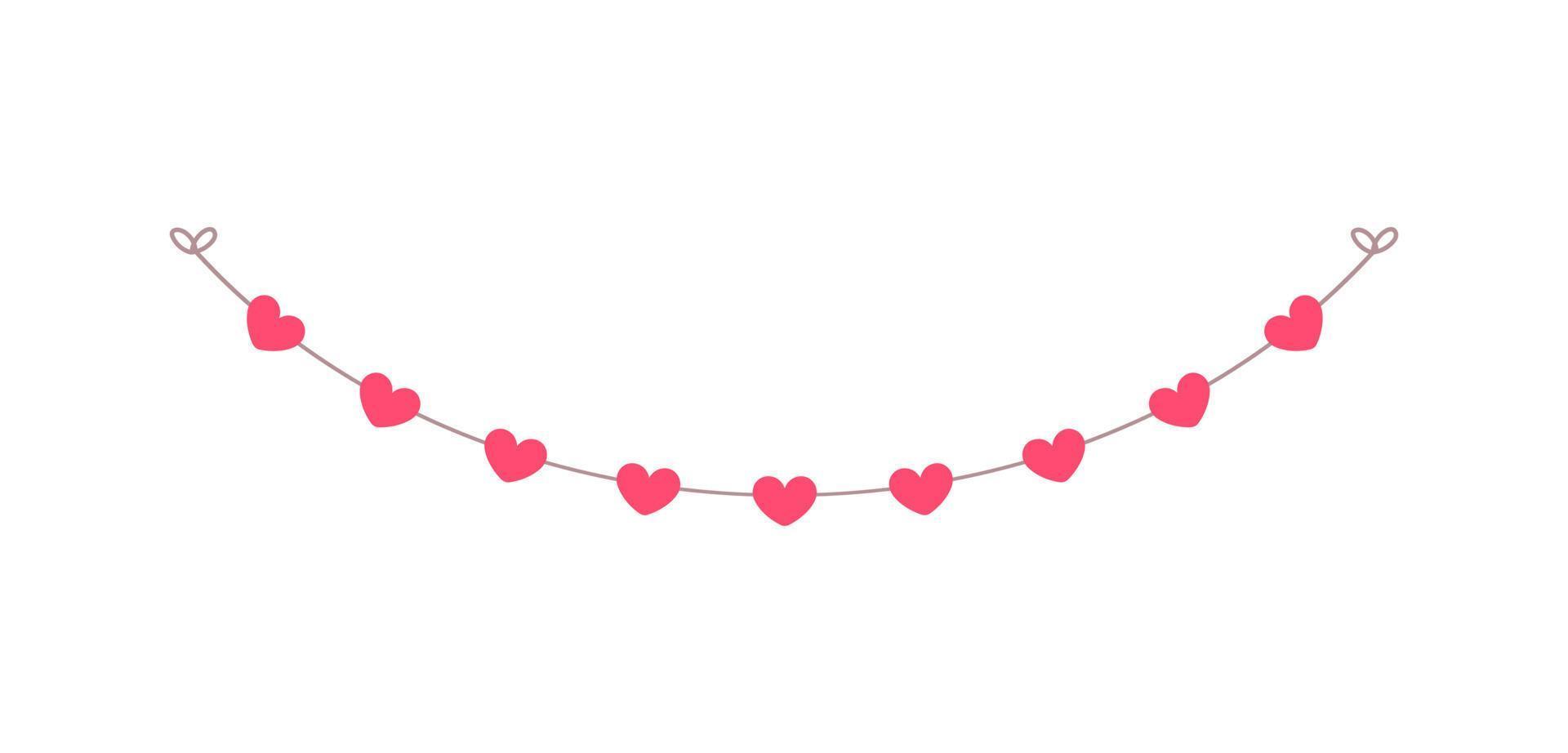 Valentine's Day pastel red hearts banner bunting vector illustration clipart