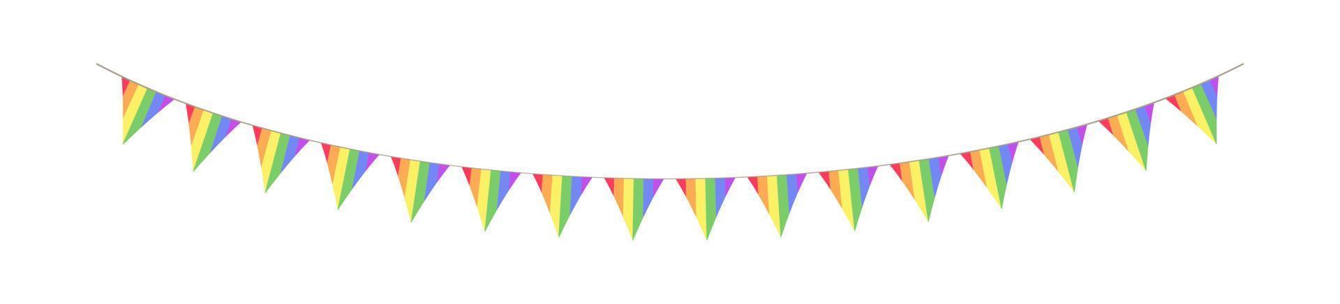 Rainbow pennant garland bunting divider simple vector illustration clipart