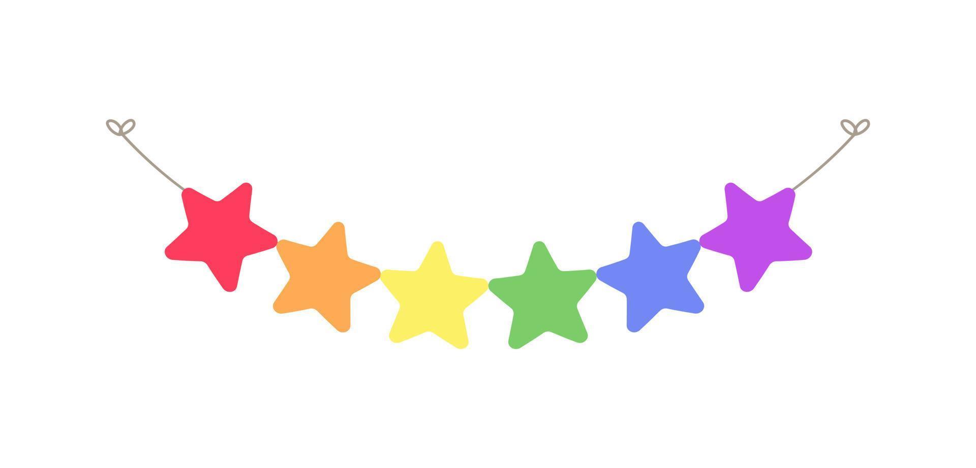 arco iris estrellas mes del orgullo garland empavesado divisor simple vector ilustración clipart