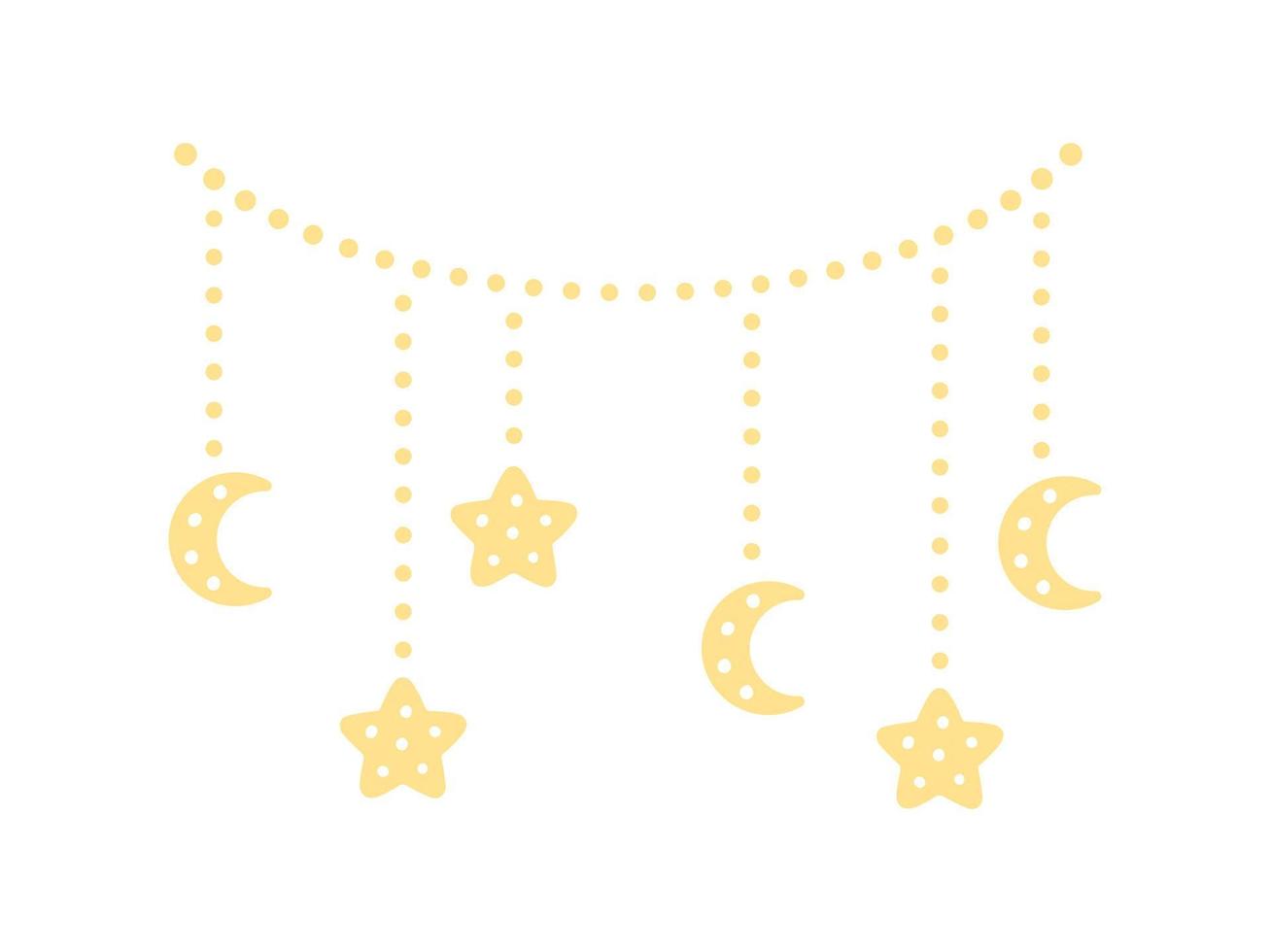 luna y estrellas luces colgando bunting garland vector ilustración