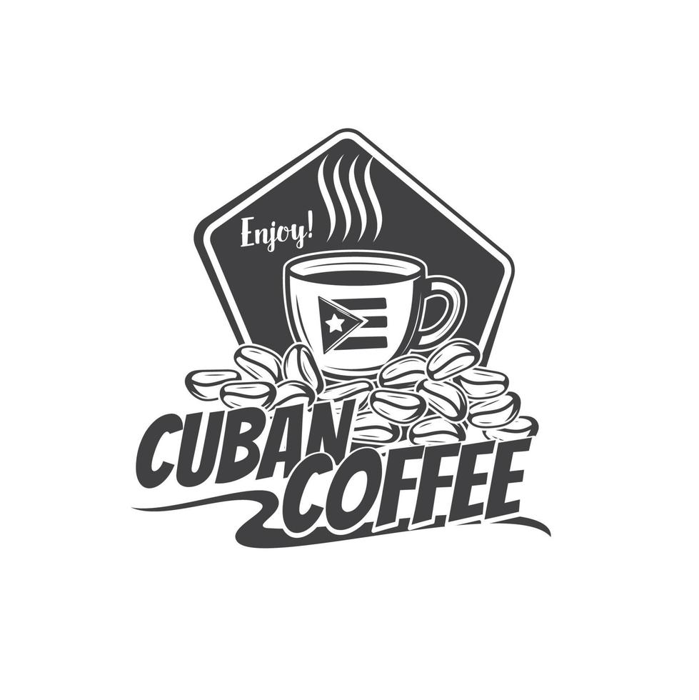 Cuban coffee icon, cafe bar menu or coffee package vector