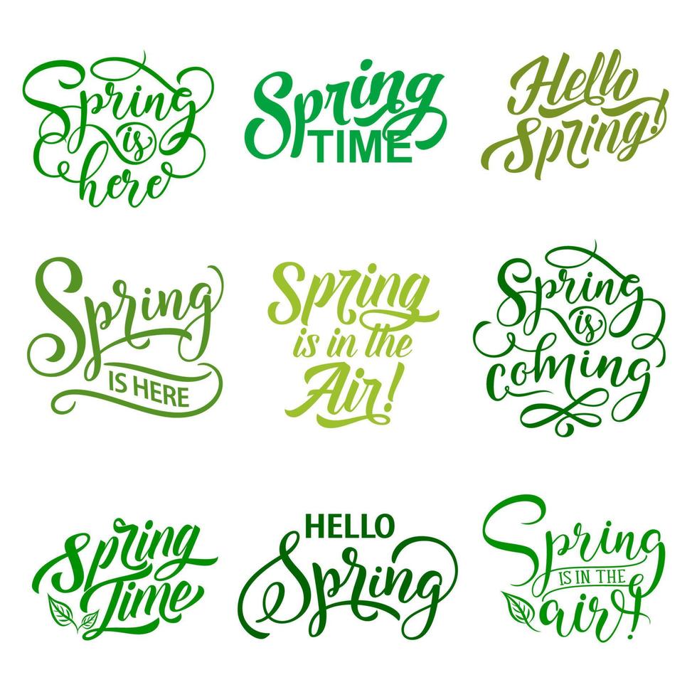 Vector springtime season quotes icons vector set