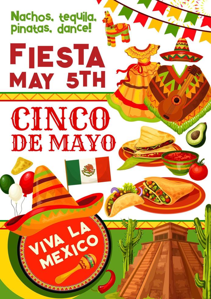 invitación de fiesta cinco de mayo para fiesta mexicana vector