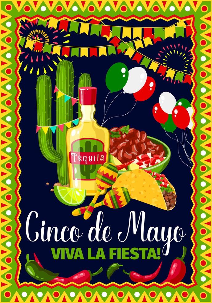 tarjeta de felicitación de vector de fiesta mexicana de cinco de mayo