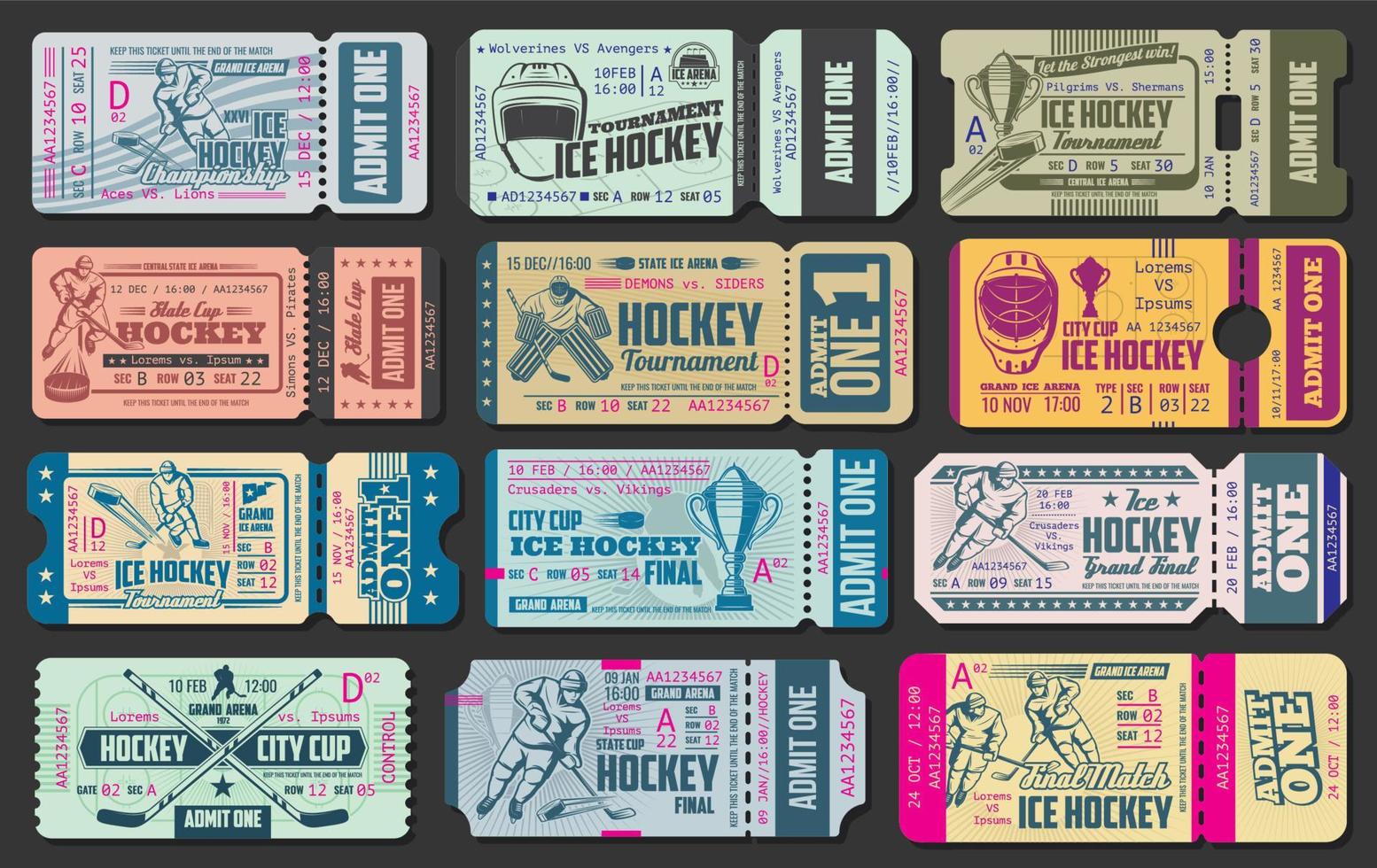 Ice hockey game vector tickets