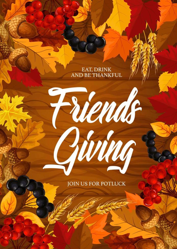 Friendsgiving potluck dinner, Thanksgiving theme vector