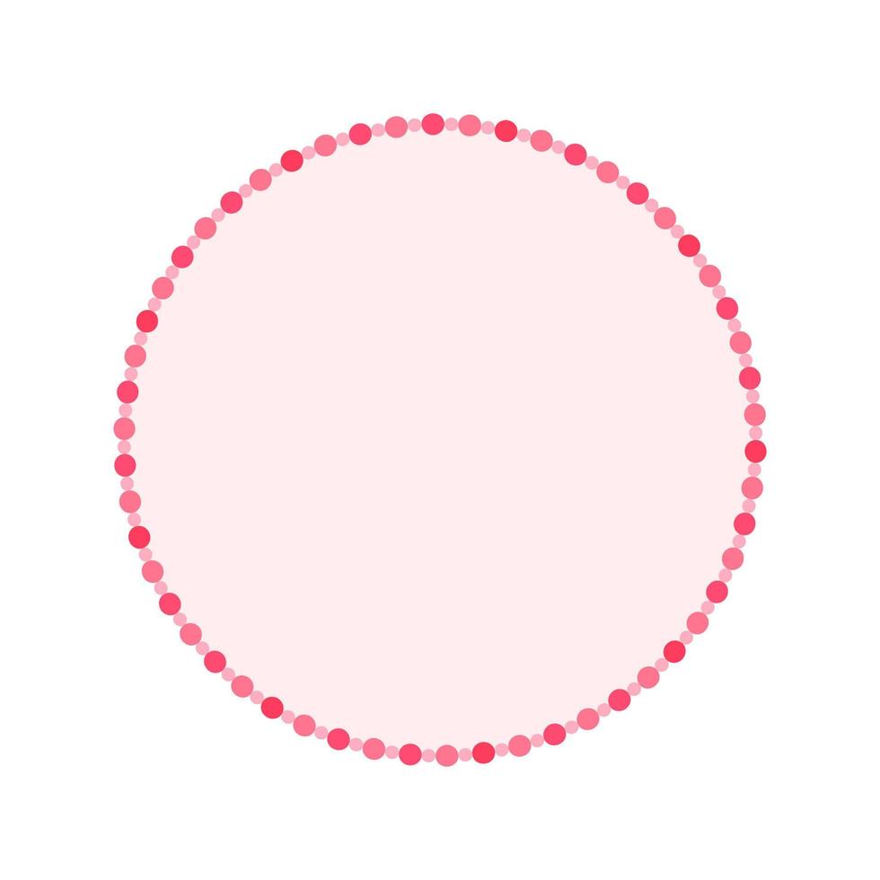 Round pastel frame with polka dot pattern design. Simple minimal Valentine's Day decorative element. vector