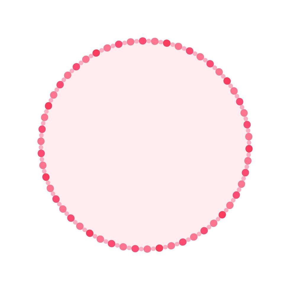 Round pastel frame with polka dot pattern design. Simple minimal Valentine's Day decorative element. vector