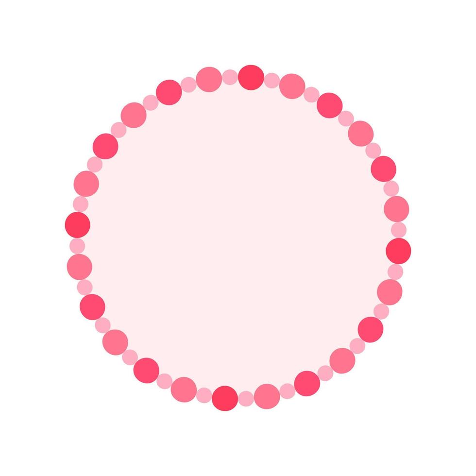 Round pastel frame with pink polka dot pattern design. Simple minimal Valentine's Day decorative element. vector