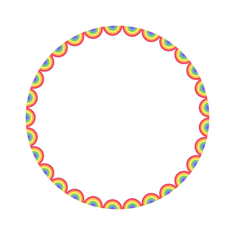 Rainbow scallop frame. Simple minimal border template. vector