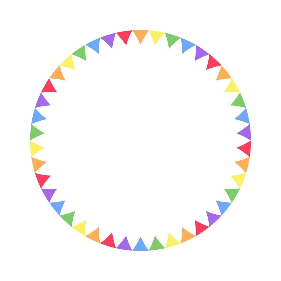 Rainbow pennant frame. Simple minimal border template. vector