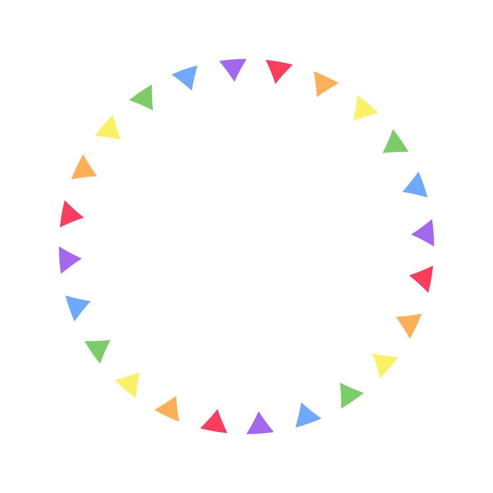 Rainbow pennant frame. Simple minimal border template. vector