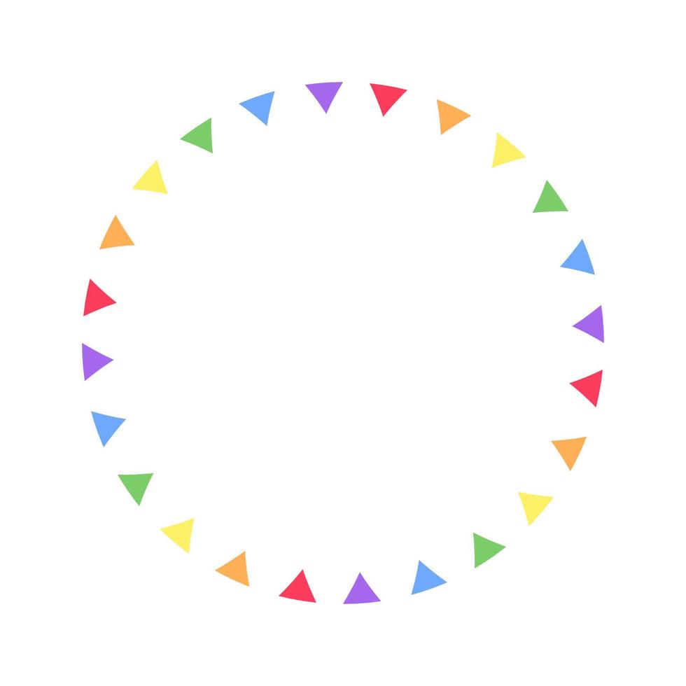 Rainbow pennant frame. Simple minimal border template. vector