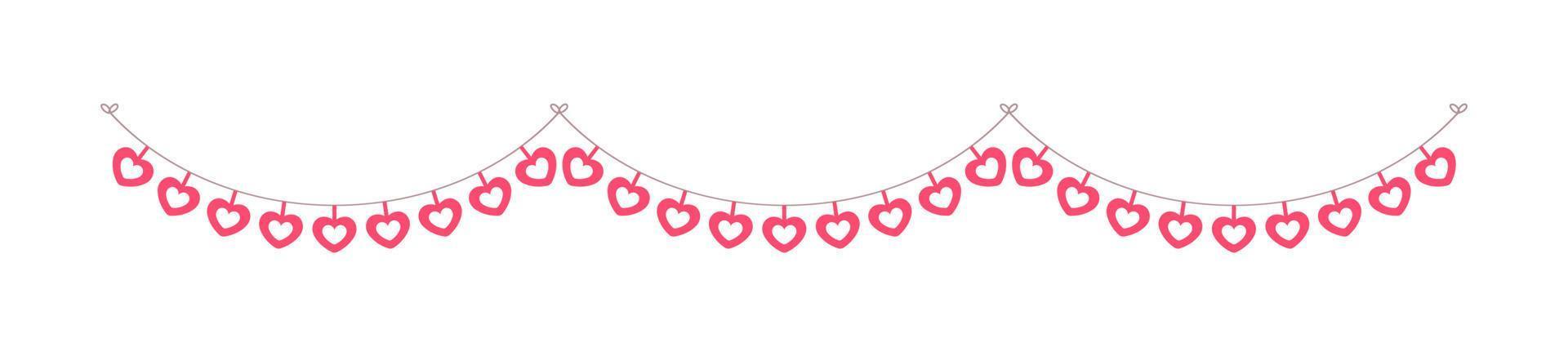 Valentine's Day red hearts banner bunting vector illustration clipart