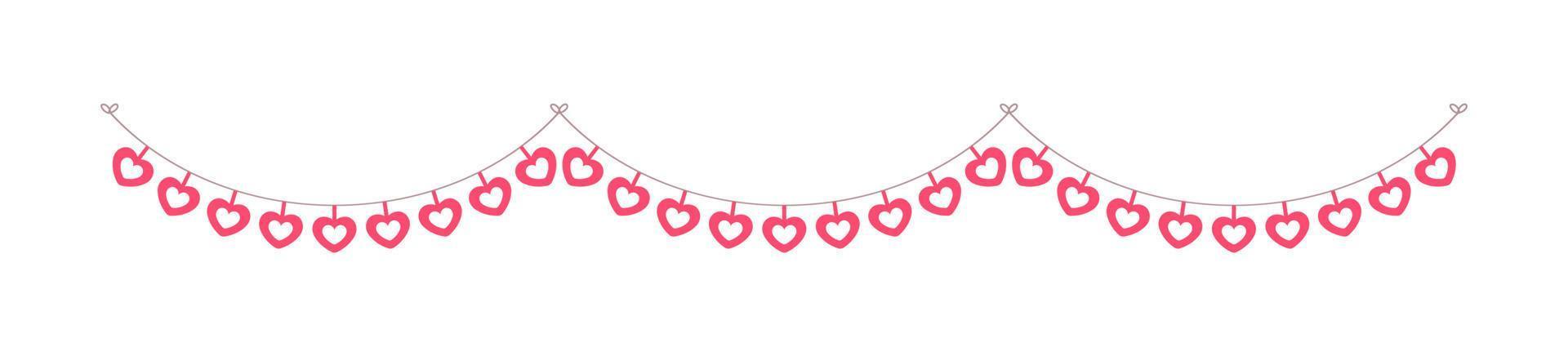 día de san valentín corazones rojos banner bunting vector ilustración clipart