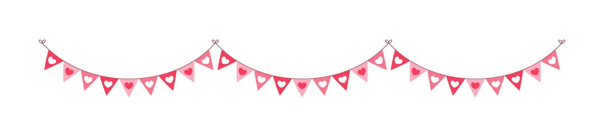 Valentine's Day red hearts banner bunting vector illustration clipart